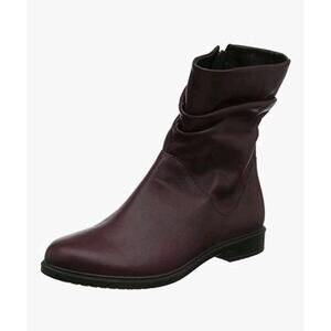 Hotter Maroon Leather Slouchy Chester Sleek Casual Cute Ankle Boots Size 7